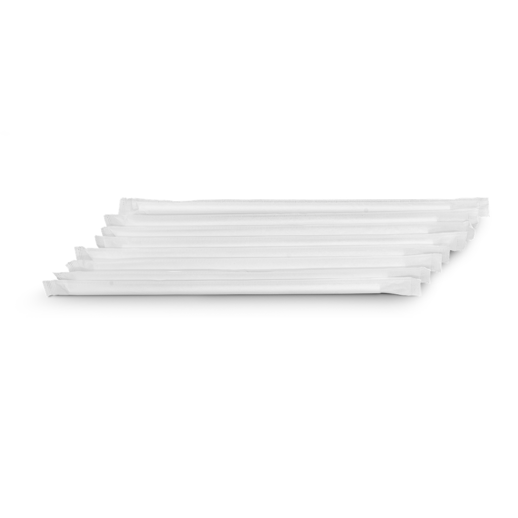 Sorbete De Papel 8 Mm X 19,7 Cm Blanco Con Envoltorio