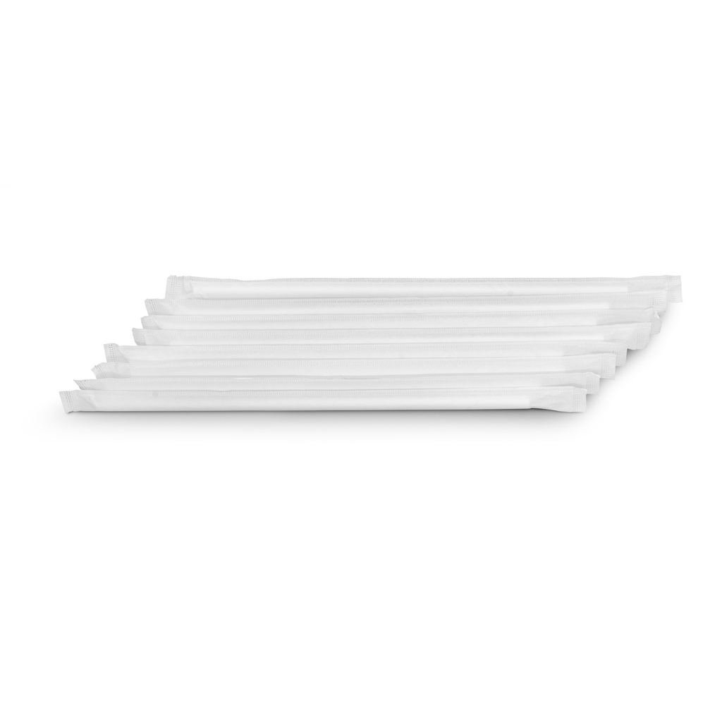 Sorbete de Papel 8mm x 20.5 cm Blanco con envoltorio