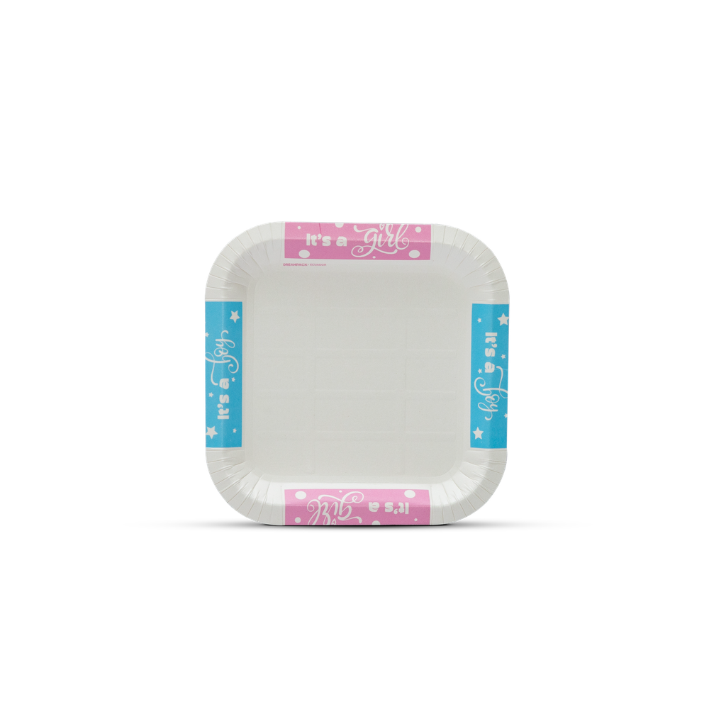 Plato Cuadrado 6" -  Baby Shower