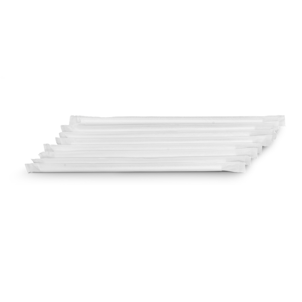Paper straw white wrapped - 0.31" x 7.75"