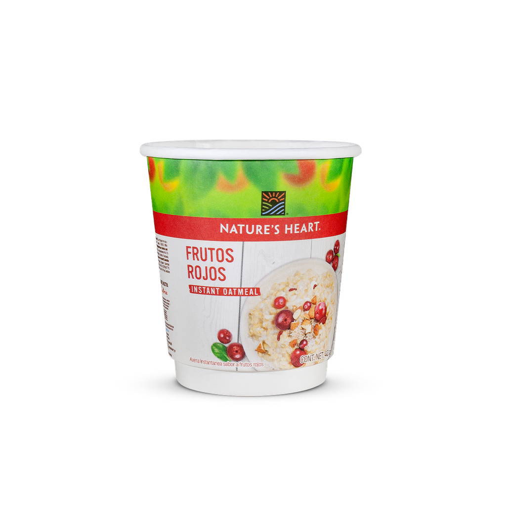 Vaso Bebida Caliente Doble Pared 9 Oz Nature's Heart Avena Frutos Rojos 40g